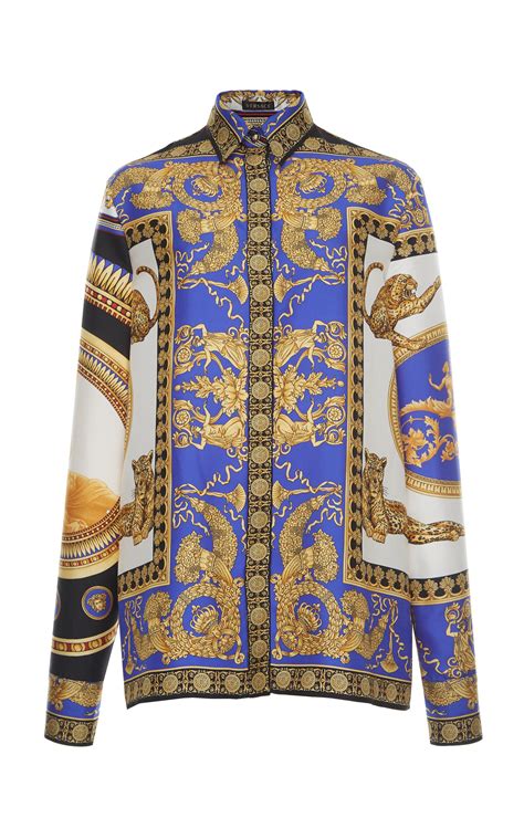 versace long sleeve shirt ebay|Versace silk shirt price.